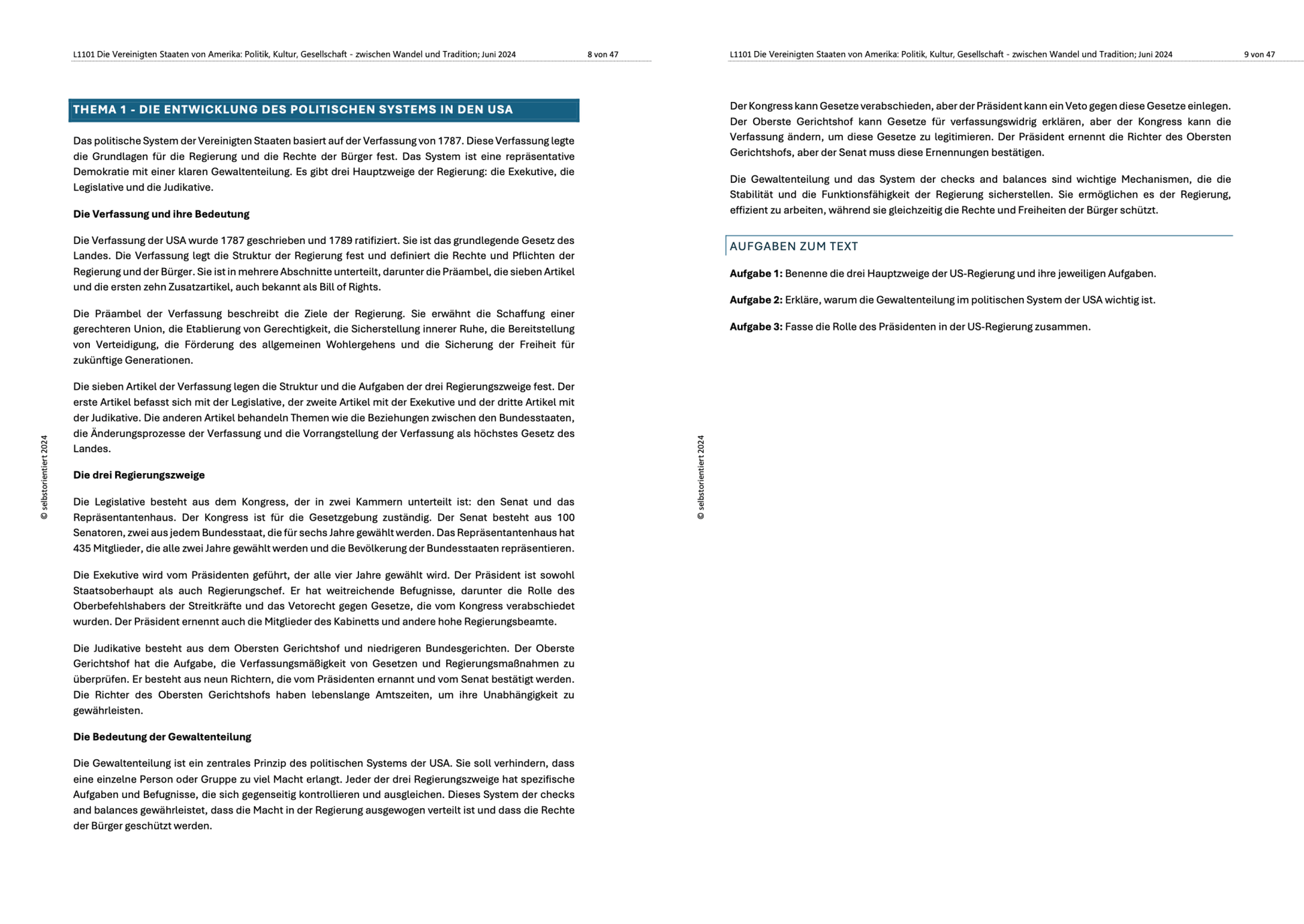 Unterrichtsreihe "Die Vereinigten Staaten von Amerika: Politik, Kultur, Gesellschaft - zwischen Wandel und Tradition" - stifo - Students & Teachers Innovate Forward