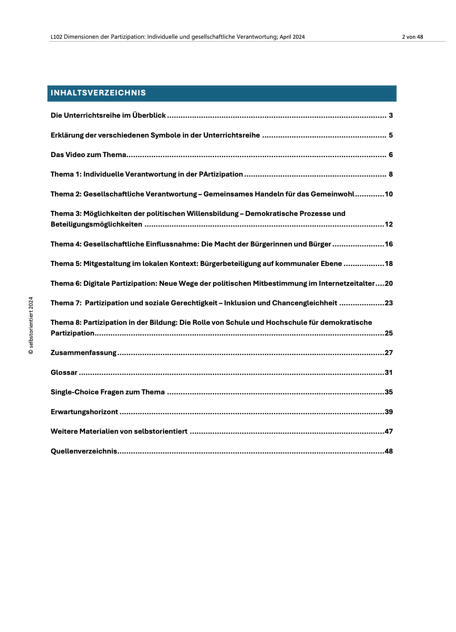 Unterrichtsreihe: Dimensionen der Partizipation: Individuelle und gesellschaftliche Verantwortung - stifo - Students & Teachers Innovate Forward