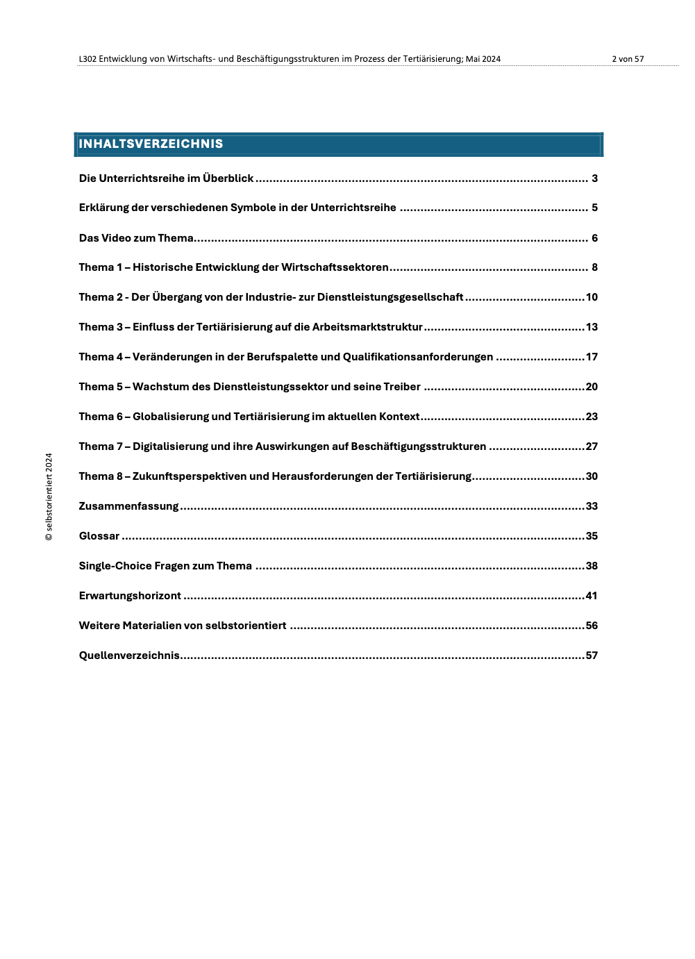 Unterrichtsreihe: Entwicklung von Wirtschafts - und Beschäftigungsstrukturen im Prozess der Tertiärisierung - stifo - Students & Teachers Innovate Forward