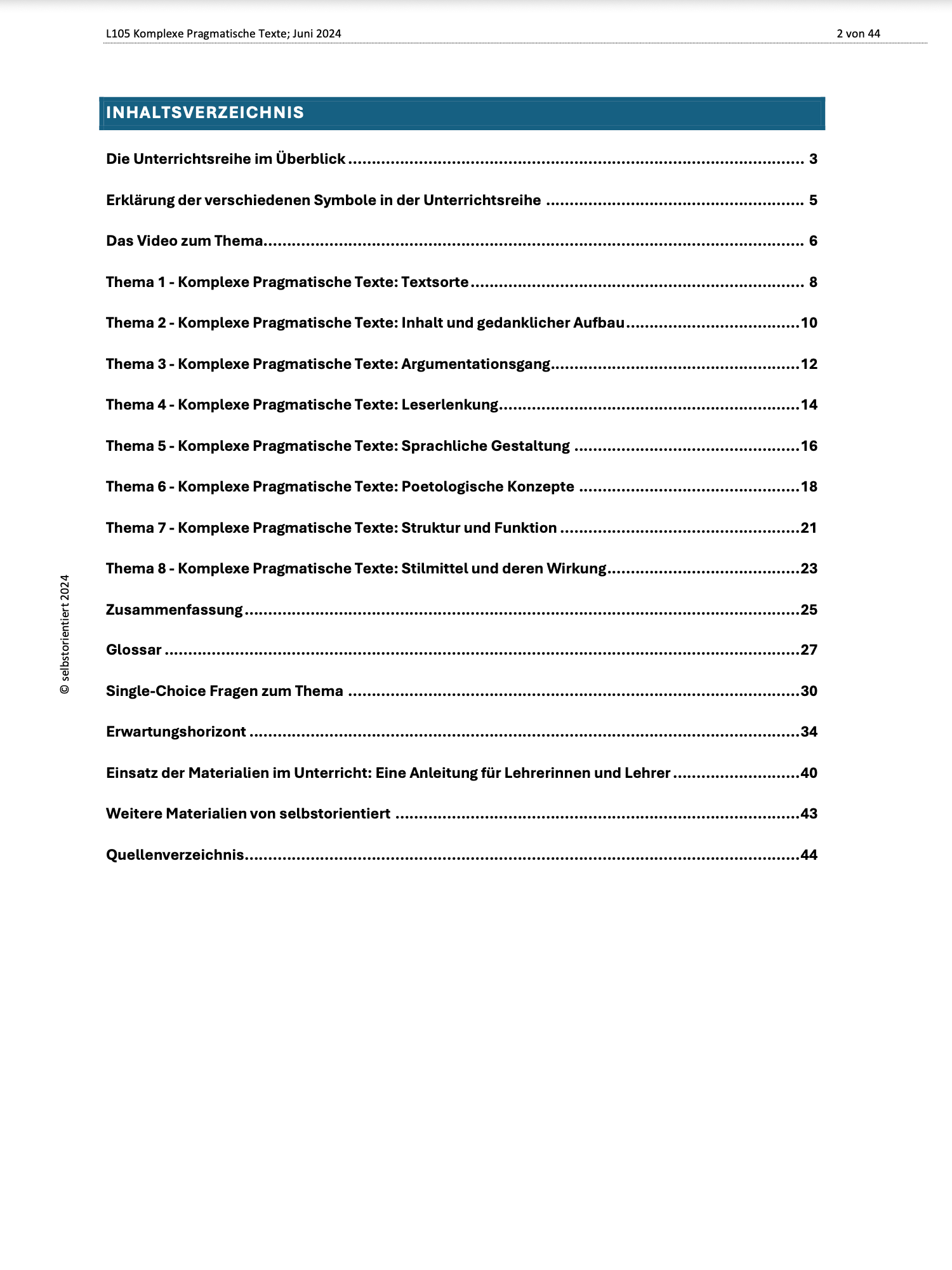 Unterrichtsreihe "Komplexe Pragmatische Texte" - Übungen - stifo - Students & Teachers Innovate Forward