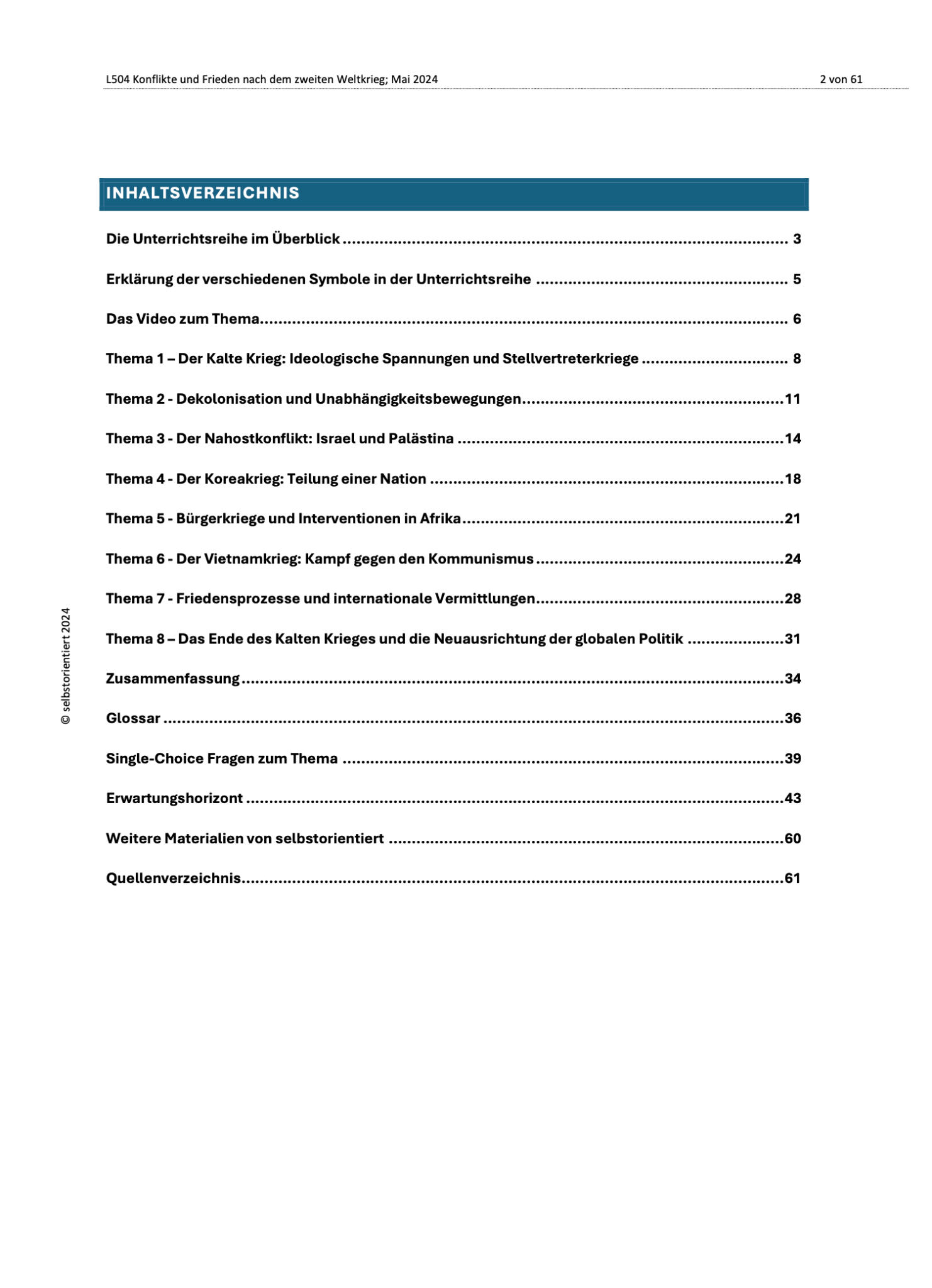 Unterrichtsreihe: Konflikte und Frieden nach dem Zweiten Weltkrieg - Geschichte - stifo - Students & Teachers Innovate Forward