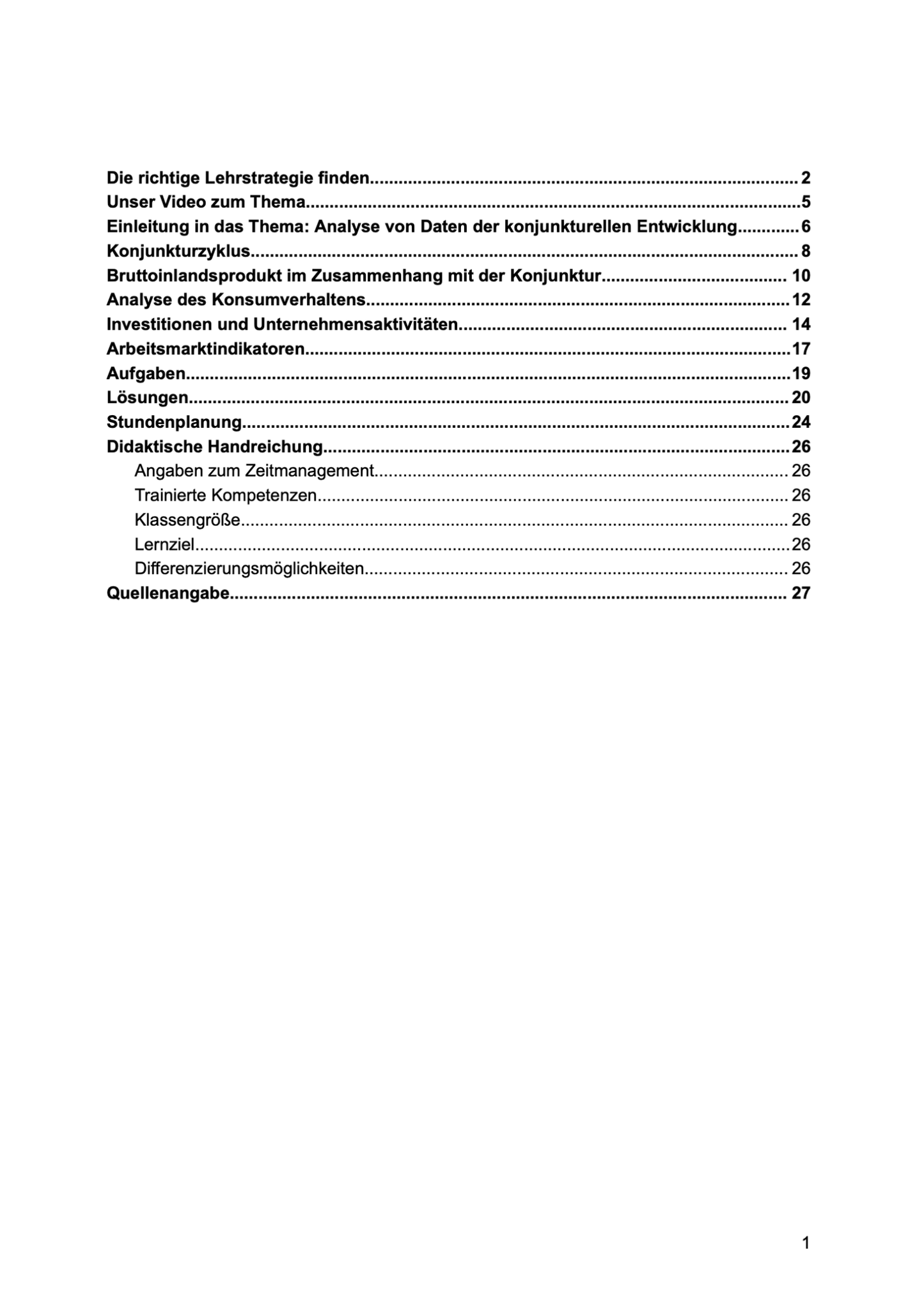 Unterrichtsreihe: Konjunktur und Wachstum - Analyse von Daten zur konjunkturellen Entwicklung - stifo - Students & Teachers Innovate Forward