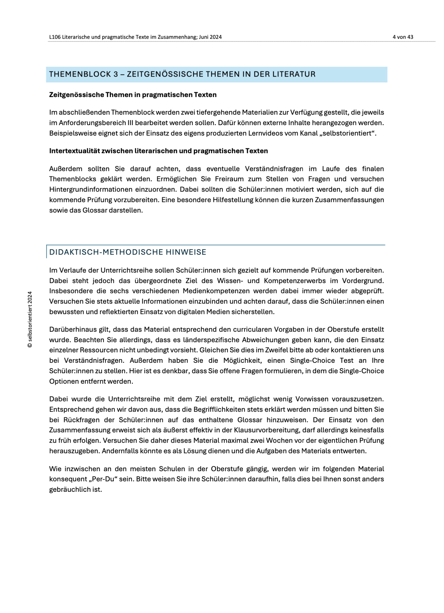 Unterrichtsreihe "Literarische und pragmatische Texte im Zusammenhang: motivische und thematische, diachrone und synchrone Bezüge" - stifo - Students & Teachers Innovate Forward