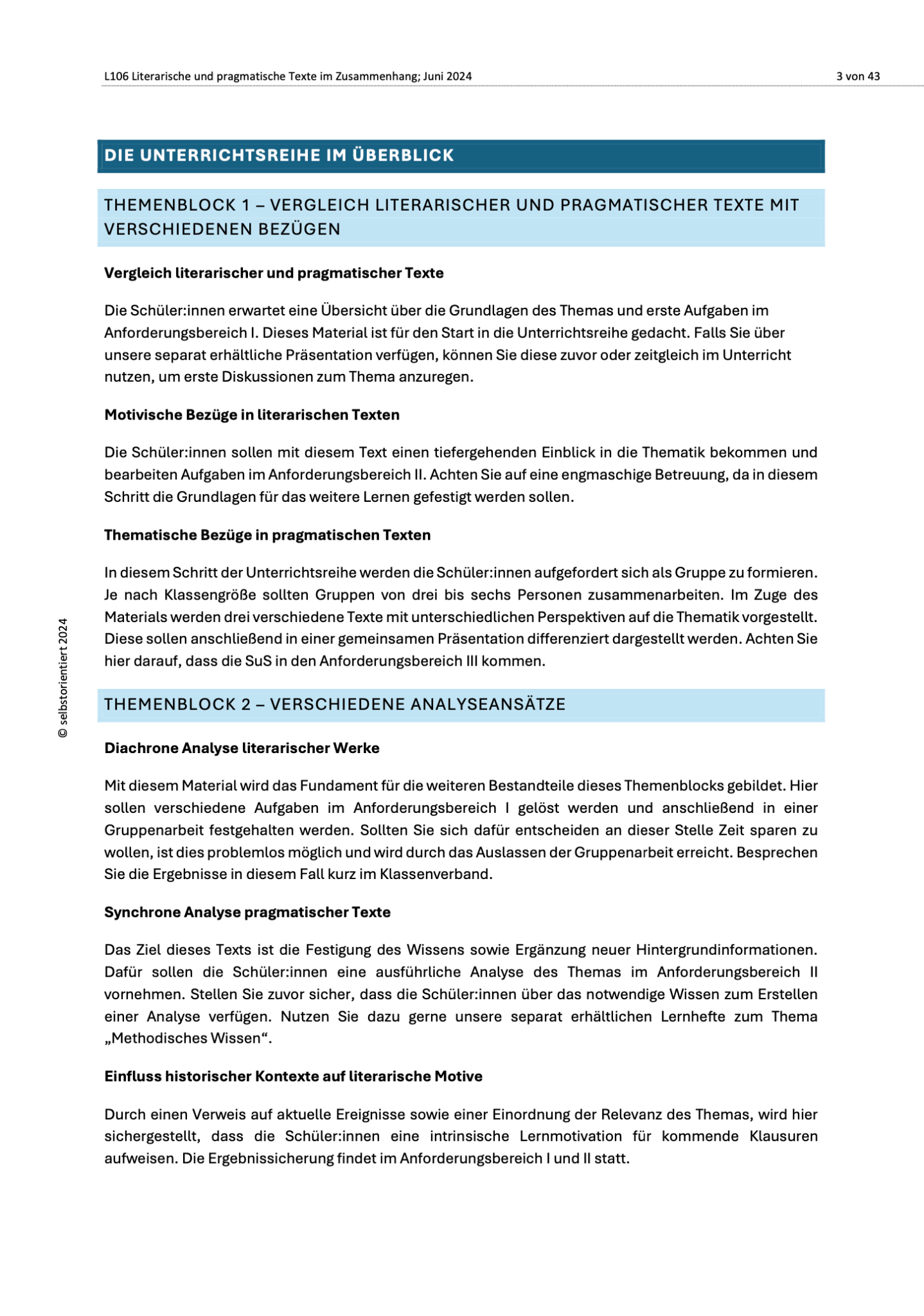 Unterrichtsreihe "Literarische und pragmatische Texte im Zusammenhang: motivische und thematische, diachrone und synchrone Bezüge" - stifo - Students & Teachers Innovate Forward