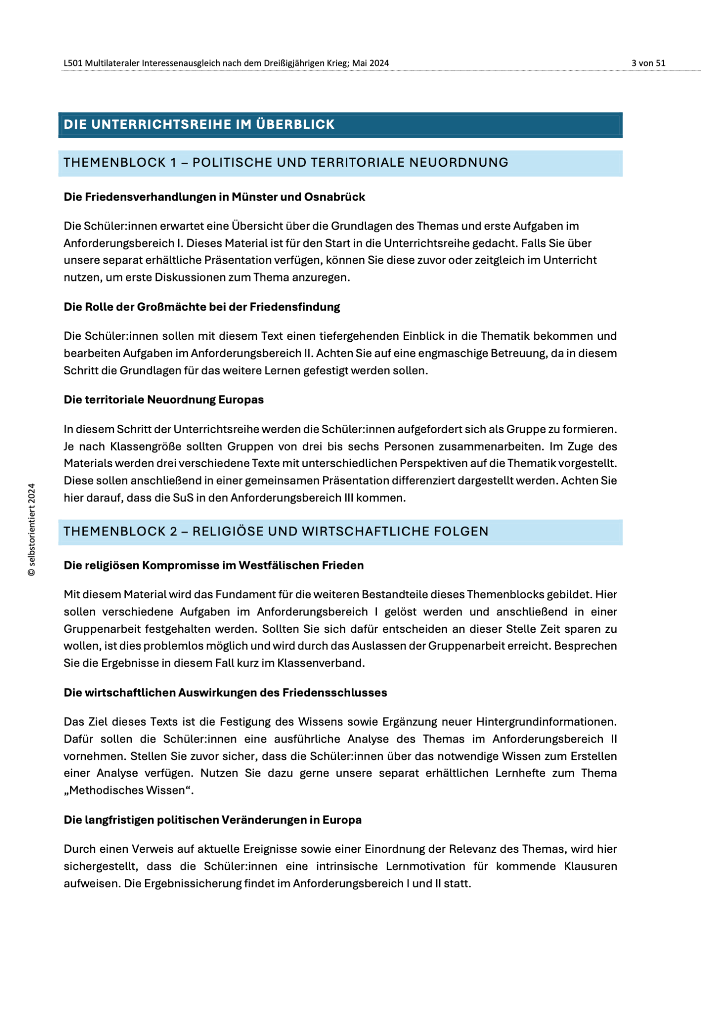 Unterrichtsreihe "Multilateraler Interessenausgleich nach dem Dreißigjährigen Krieg" - stifo - Students & Teachers Innovate Forward