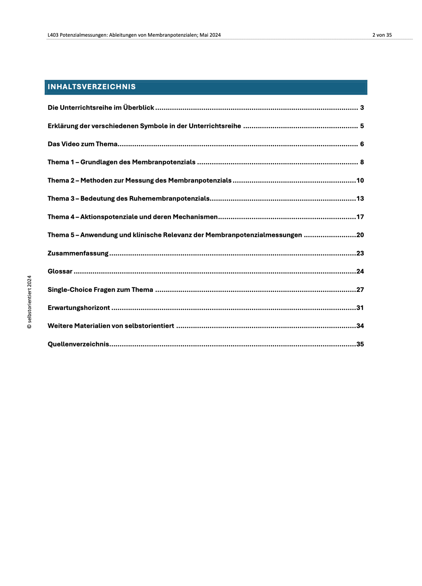 Unterrichtsreihe "Potenzialmessungen: Ableitung von Membranpotenzialen" [Biologie Abitur] - stifo - Students & Teachers Innovate Forward