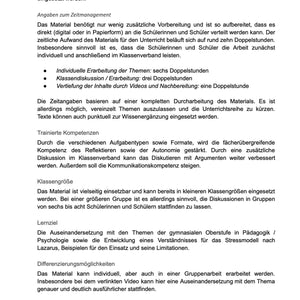 Unterrichtsreihe: Stressmodell nach Lazarus (Material) - stifo - Students & Teachers Innovate Forward