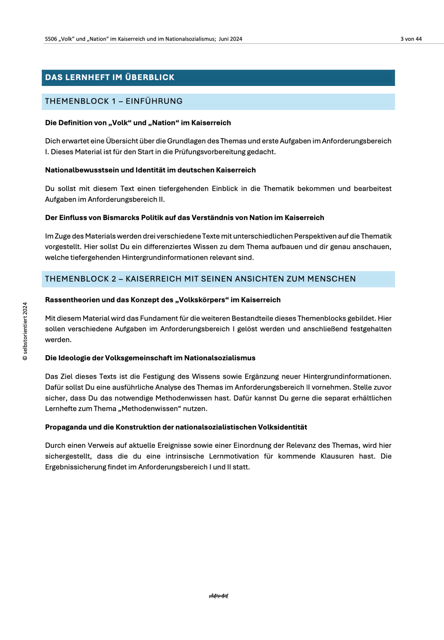 "Volk" und "Nation" im deutschen Kaiserreich und Nationalsozialismus - Lernheft Geschichte Abitur - stifo - Students & Teachers Innovate Forward