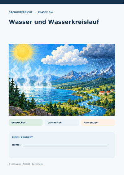Wasser und Wasserkreislauf – Aggregatzustände, Verdunstung, Wolken & Wasser sparen | Sachunterricht Klasse 3–4